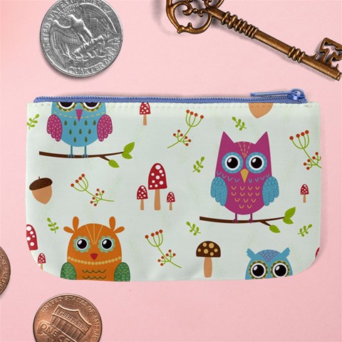 Forest Seamless Pattern With Cute Owls Large Coin Purse from ArtsNow.com Back