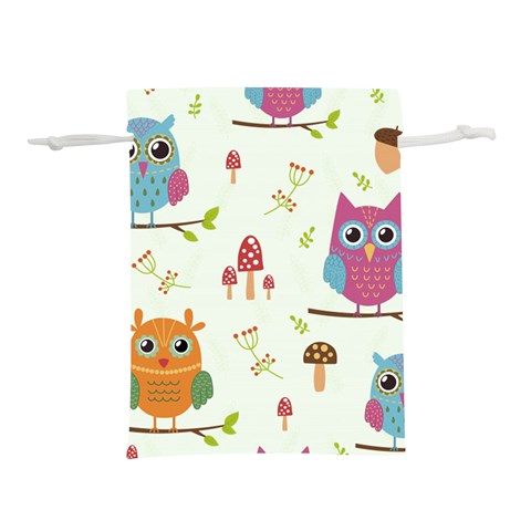 Forest Seamless Pattern With Cute Owls Lightweight Drawstring Pouch (S) from ArtsNow.com Front