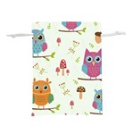 Forest Seamless Pattern With Cute Owls Lightweight Drawstring Pouch (M)