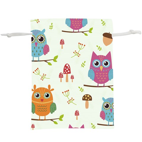 Forest Seamless Pattern With Cute Owls Lightweight Drawstring Pouch (XL) from ArtsNow.com Front