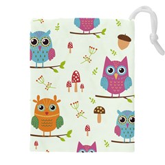 Forest Seamless Pattern With Cute Owls Drawstring Pouch (4XL) from ArtsNow.com Front