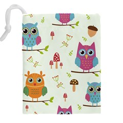 Forest Seamless Pattern With Cute Owls Drawstring Pouch (4XL) from ArtsNow.com Back