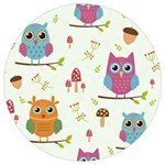 Forest Seamless Pattern With Cute Owls Round Trivet