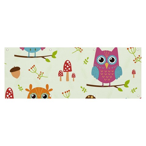 Forest Seamless Pattern With Cute Owls Banner and Sign 8  x 3  from ArtsNow.com Front
