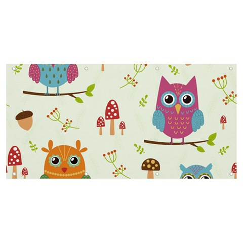 Forest Seamless Pattern With Cute Owls Banner and Sign 8  x 4  from ArtsNow.com Front