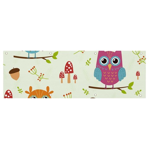 Forest Seamless Pattern With Cute Owls Banner and Sign 9  x 3  from ArtsNow.com Front