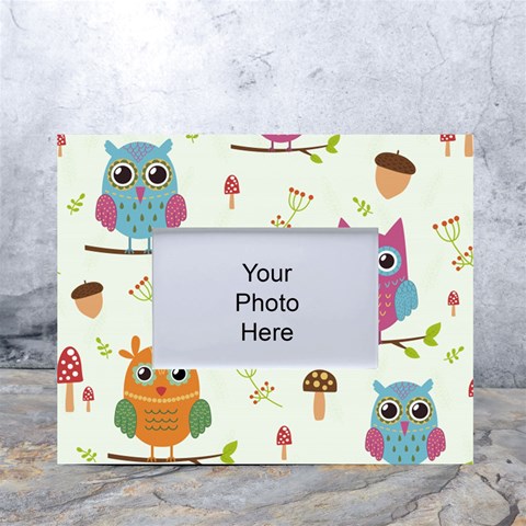 Forest Seamless Pattern With Cute Owls White Tabletop Photo Frame 4 x6  from ArtsNow.com Front