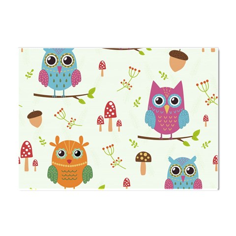 Forest Seamless Pattern With Cute Owls Crystal Sticker (A4) from ArtsNow.com Front