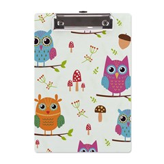 Forest Seamless Pattern With Cute Owls A5 Acrylic Clipboard from ArtsNow.com Front
