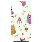 Forest Seamless Pattern With Cute Owls iPhone 14 Pro Max Black UV Print Case