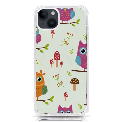Forest Seamless Pattern With Cute Owls iPhone 14 Plus TPU UV Print Case from ArtsNow.com Front