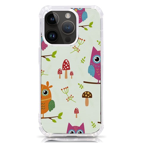 Forest Seamless Pattern With Cute Owls iPhone 14 Pro TPU UV Print Case from ArtsNow.com Front