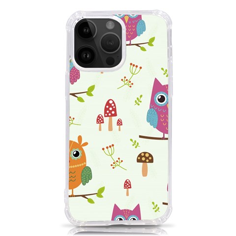 Forest Seamless Pattern With Cute Owls iPhone 14 Pro Max TPU UV Print Case from ArtsNow.com Front