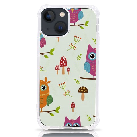 Forest Seamless Pattern With Cute Owls iPhone 13 mini TPU UV Print Case from ArtsNow.com Front