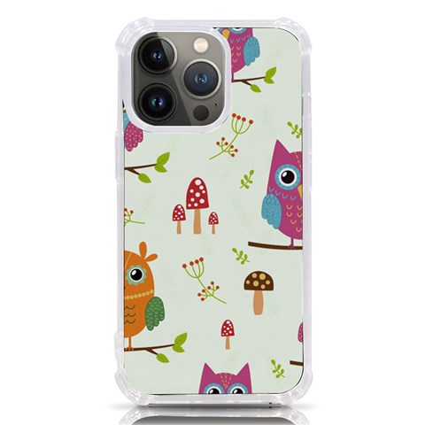 Forest Seamless Pattern With Cute Owls iPhone 13 Pro TPU UV Print Case from ArtsNow.com Front