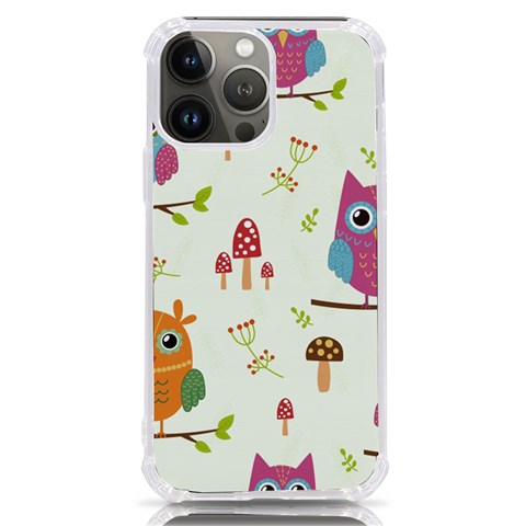 Forest Seamless Pattern With Cute Owls iPhone 13 Pro Max TPU UV Print Case from ArtsNow.com Front