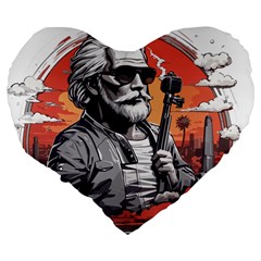 ai generator t hirt design Large 19  Premium Flano Heart Shape Cushions from ArtsNow.com Back
