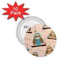 Seamless Pattern Owls Dream Cute Style Pajama Fabric 1.75  Buttons (10 pack)