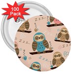 Seamless Pattern Owls Dream Cute Style Pajama Fabric 3  Buttons (100 pack) 
