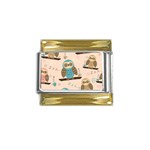 Seamless Pattern Owls Dream Cute Style Pajama Fabric Gold Trim Italian Charm (9mm)