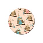 Seamless Pattern Owls Dream Cute Style Pajama Fabric Magnet 3  (Round)