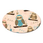 Seamless Pattern Owls Dream Cute Style Pajama Fabric Oval Magnet