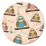 Seamless Pattern Owls Dream Cute Style Pajama Fabric Magnet 5  (Round)