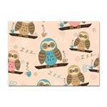 Seamless Pattern Owls Dream Cute Style Pajama Fabric Sticker A4 (100 pack)