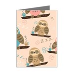 Seamless Pattern Owls Dream Cute Style Pajama Fabric Mini Greeting Card