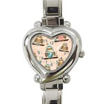 Seamless Pattern Owls Dream Cute Style Pajama Fabric Heart Italian Charm Watch