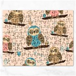 Seamless Pattern Owls Dream Cute Style Pajama Fabric Rectangular Jigsaw Puzzl