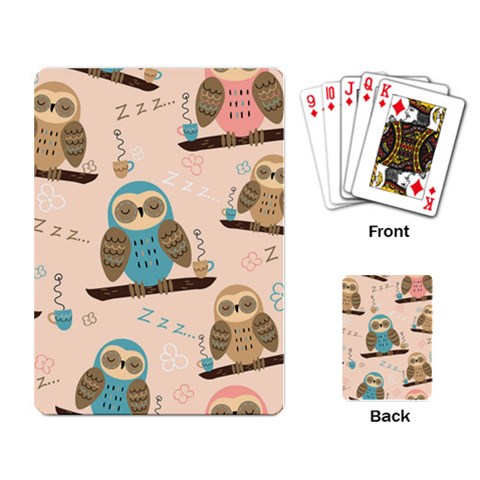 Seamless Pattern Owls Dream Cute Style Pajama Fabric Playing Cards Single Design (Rectangle) from ArtsNow.com Back