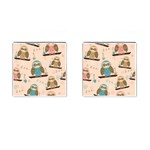 Seamless Pattern Owls Dream Cute Style Pajama Fabric Cufflinks (Square)