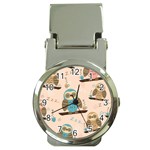 Seamless Pattern Owls Dream Cute Style Pajama Fabric Money Clip Watches