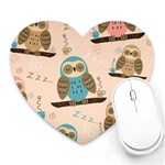 Seamless Pattern Owls Dream Cute Style Pajama Fabric Heart Mousepad