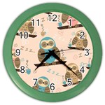 Seamless Pattern Owls Dream Cute Style Pajama Fabric Color Wall Clock