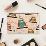 Seamless Pattern Owls Dream Cute Style Pajama Fabric Cosmetic Bag (Medium)
