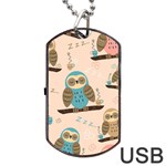 Seamless Pattern Owls Dream Cute Style Pajama Fabric Dog Tag USB Flash (Two Sides)