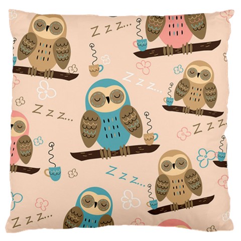 Seamless Pattern Owls Dream Cute Style Pajama Fabric Large Cushion Case (One Side) from ArtsNow.com Front