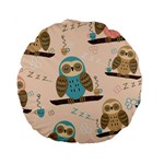 Seamless Pattern Owls Dream Cute Style Pajama Fabric Standard 15  Premium Round Cushions