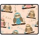 Seamless Pattern Owls Dream Cute Style Pajama Fabric Two Sides Fleece Blanket (Medium)