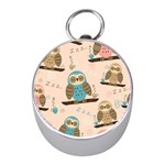 Seamless Pattern Owls Dream Cute Style Pajama Fabric Mini Silver Compasses