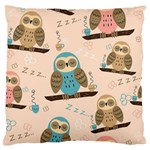 Seamless Pattern Owls Dream Cute Style Pajama Fabric Standard Premium Plush Fleece Cushion Case (One Side)