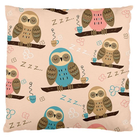 Seamless Pattern Owls Dream Cute Style Pajama Fabric Standard Premium Plush Fleece Cushion Case (Two Sides) from ArtsNow.com Front