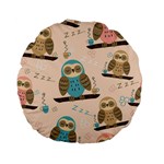 Seamless Pattern Owls Dream Cute Style Pajama Fabric Standard 15  Premium Flano Round Cushions