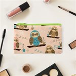 Seamless Pattern Owls Dream Cute Style Pajama Fabric Cosmetic Bag (XS)
