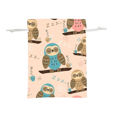 Seamless Pattern Owls Dream Cute Style Pajama Fabric Lightweight Drawstring Pouch (S) from ArtsNow.com Back