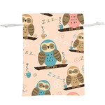 Seamless Pattern Owls Dream Cute Style Pajama Fabric Lightweight Drawstring Pouch (XL)