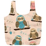 Seamless Pattern Owls Dream Cute Style Pajama Fabric Full Print Recycle Bag (XXL)