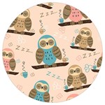 Seamless Pattern Owls Dream Cute Style Pajama Fabric Round Trivet